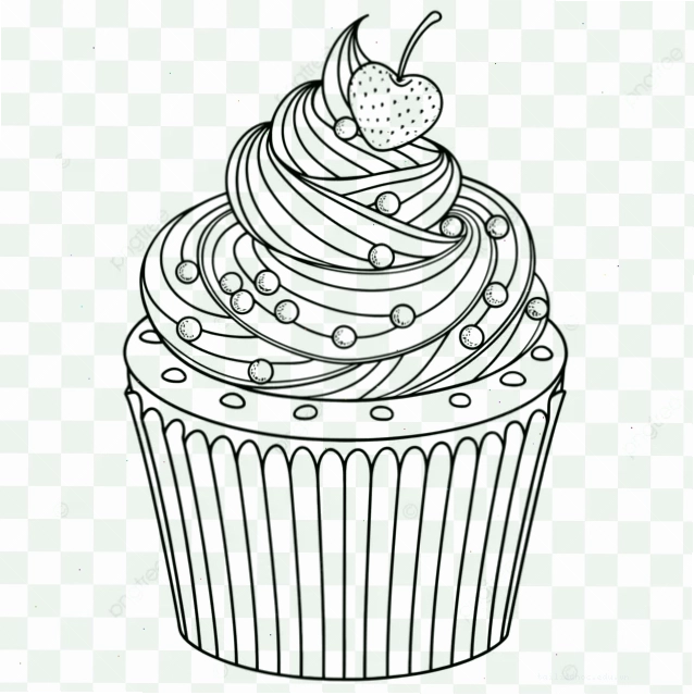 tranh tô màu bánh cupcake với topping nhỏ
