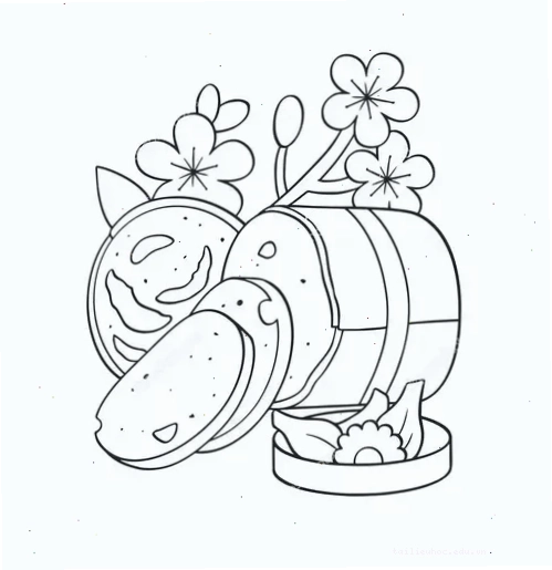 tranh tô màu bánh giầy tết