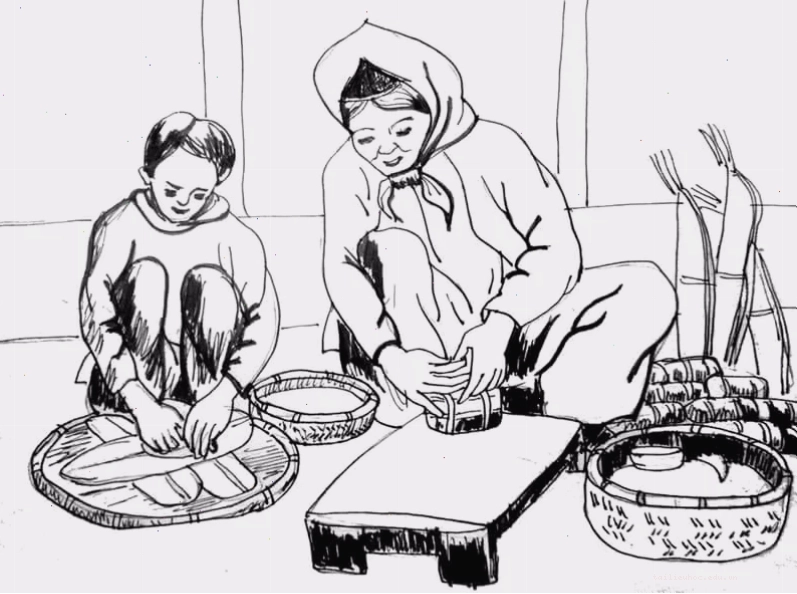 tranh tô màu bánh hoa tết