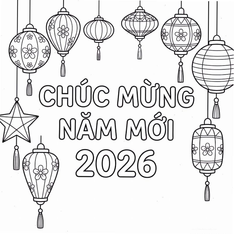 Tranh xuân sang tranh tô màu bé chúc tết ông bà