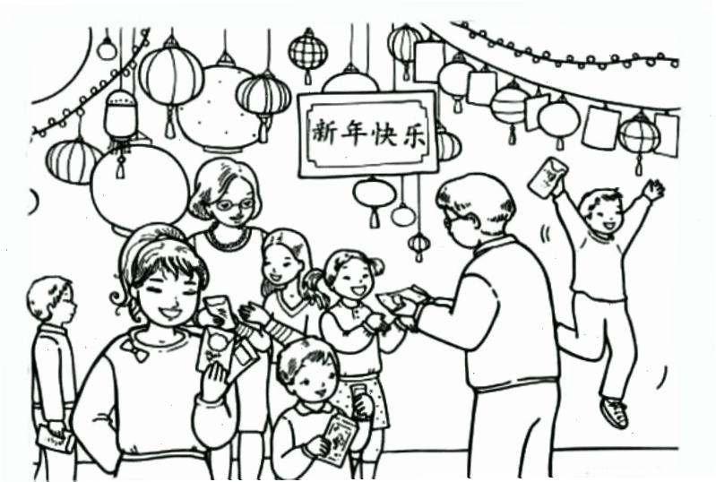 Tranh tô màu hoa ngày tết tranh tô màu bé chúc tết ông bà với hoa đào