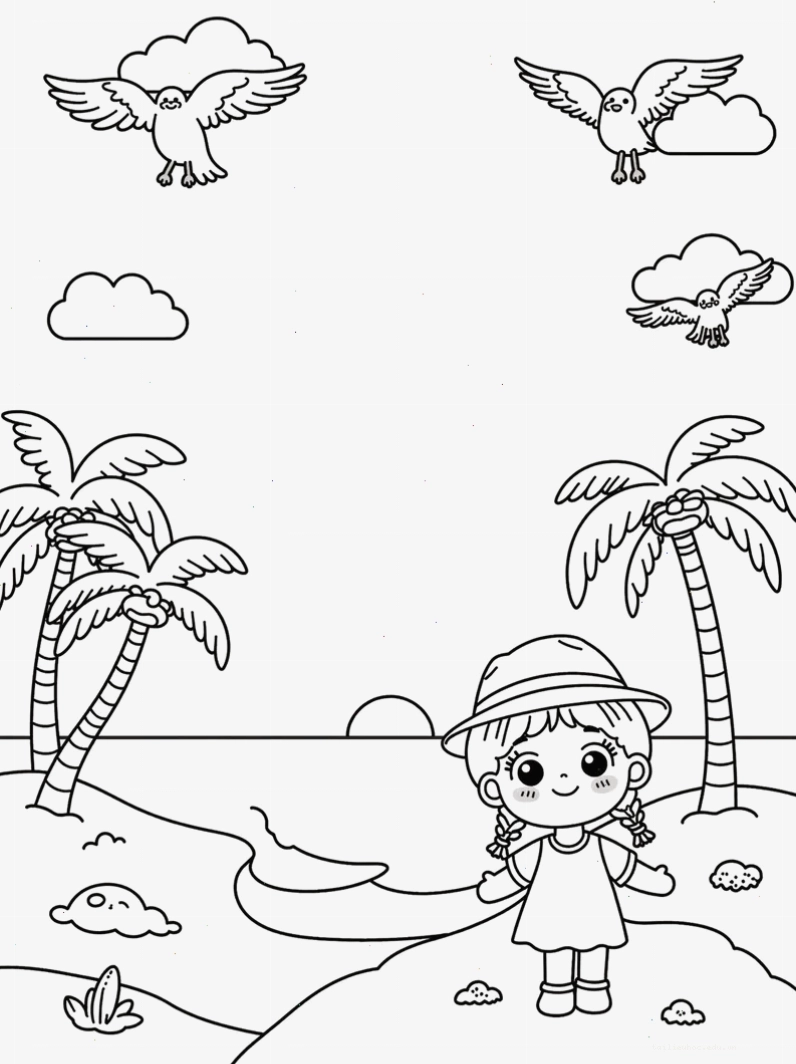 tranh tô màu biển đảo quê hương cá heo