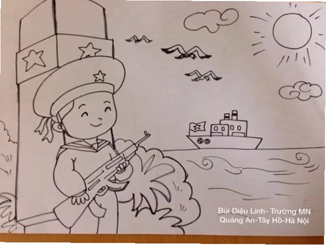 tranh tô màu biển đảo quê hương phong cảnh biển đẹp