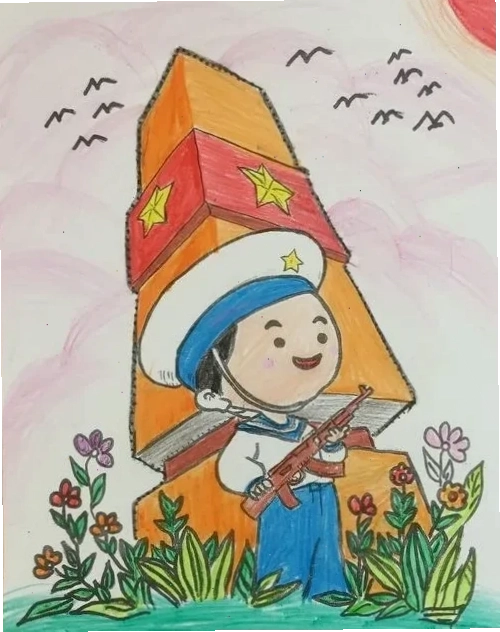 tranh tô màu biển đảo quê hương thuyền buồm nhỏ