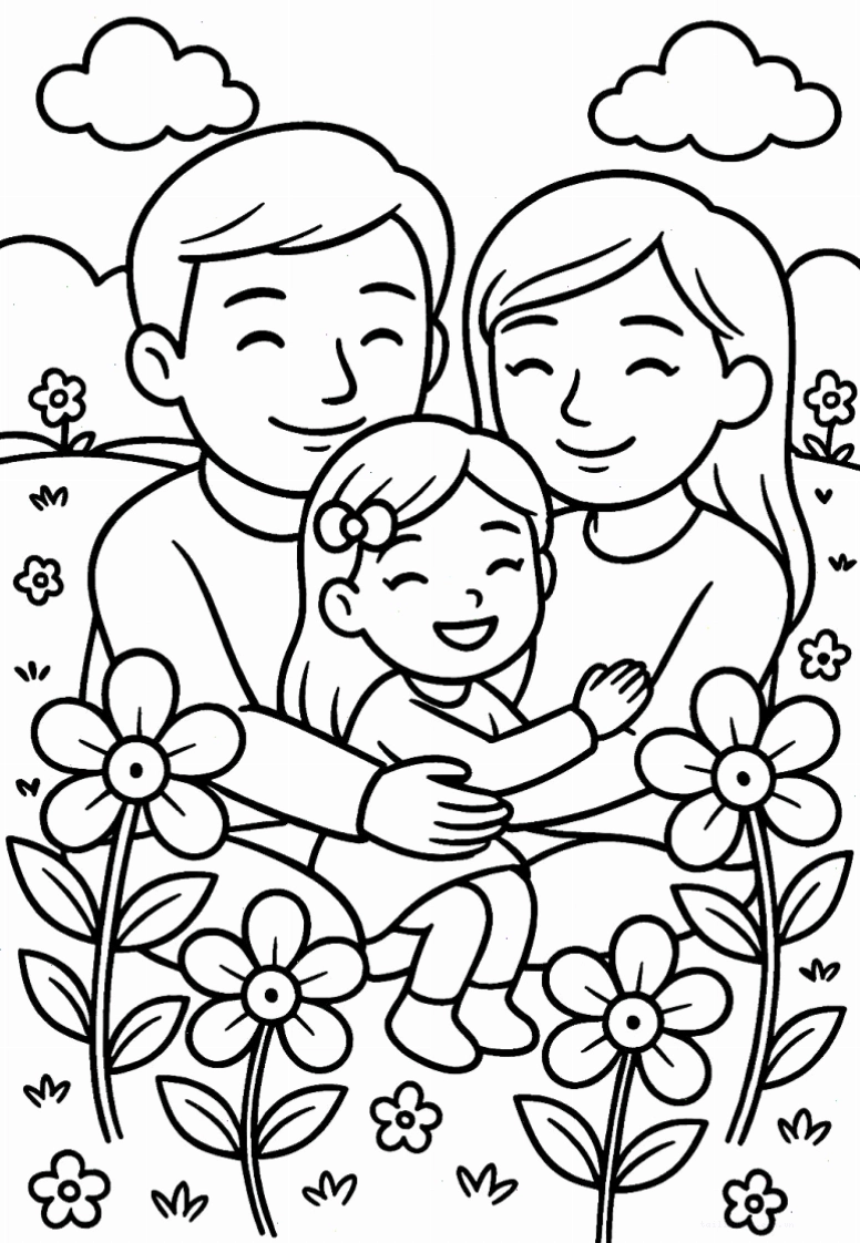tranh tô màu bố mẹ