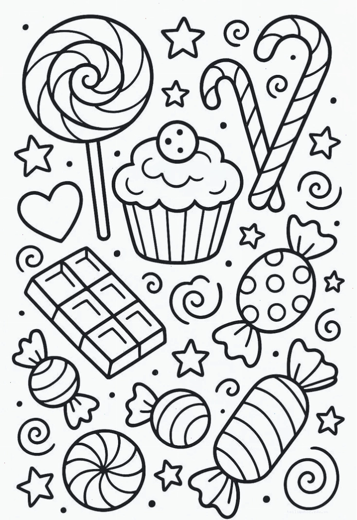 tranh tô màu các loại bánh cupcake