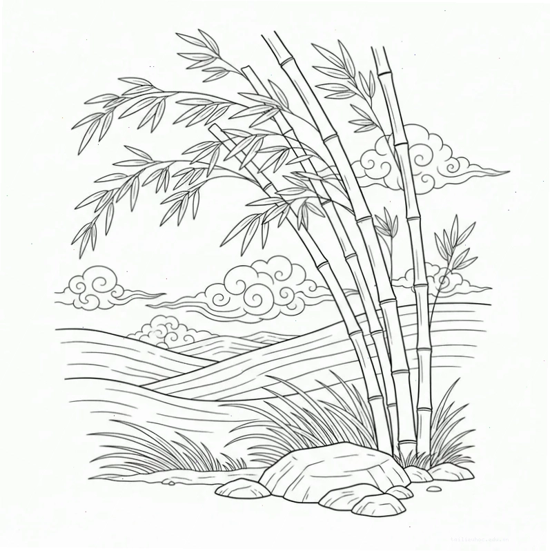 Tranh tô màu cây tre cao vút tranh tô màu cây tre cao vút