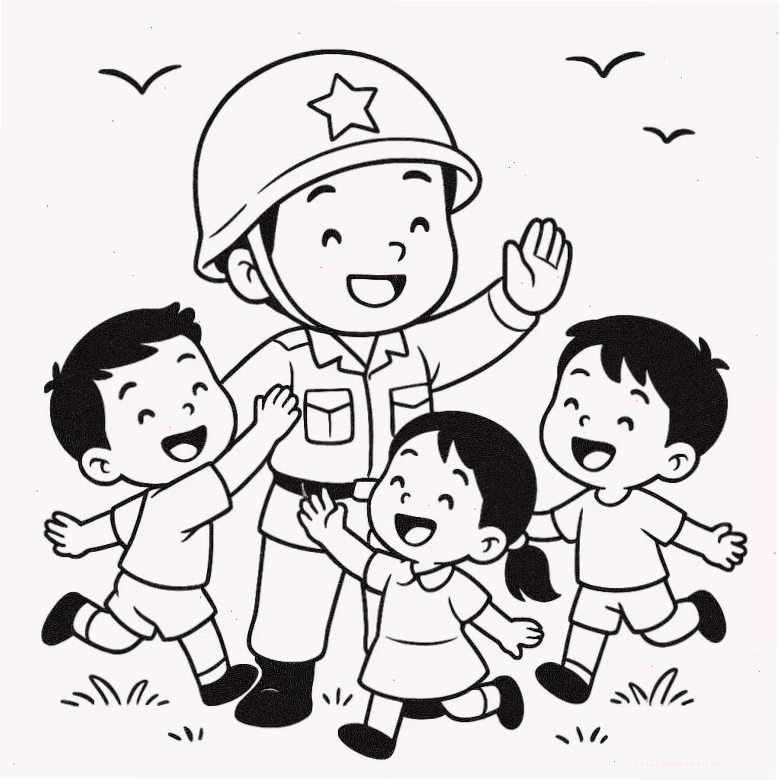 Bộ đội phòng không tranh tô màu chú bộ đội cầm súng