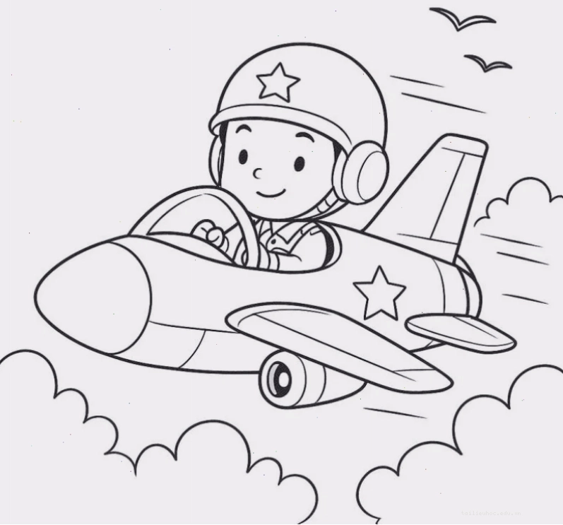 tranh tô màu chú bộ đội canh gác và cờ đỏ