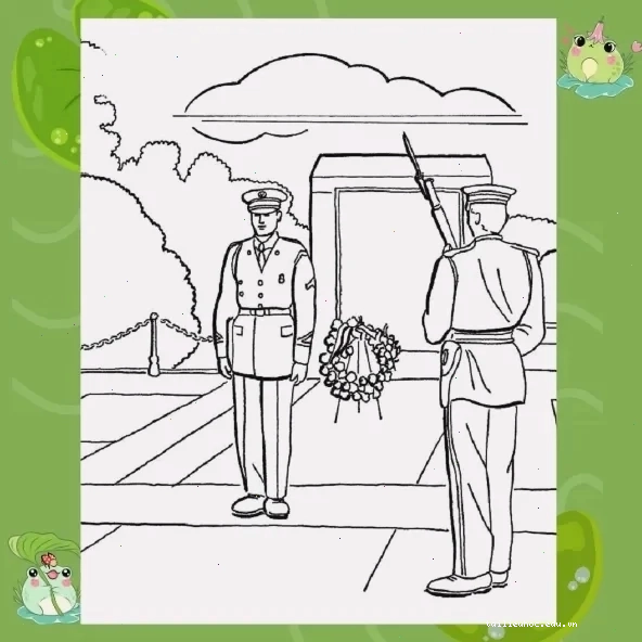 Bộ đội và xe tăng tranh tô màu chú bộ đội đứng gác bên cạnh xe tăng