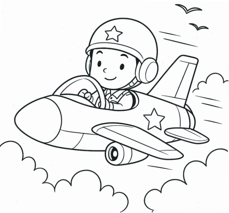 Bộ đội và bé tranh tô màu chú bộ đội đứng gác cùng em nhỏ