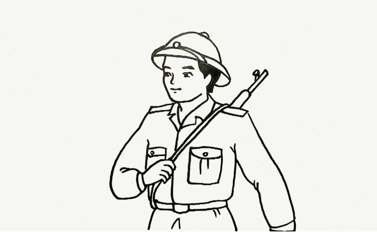 Tranh chú bộ đội giúp dân tranh tô màu chú bộ đội hành quân giúp dân