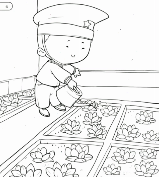 tranh tô màu chú bộ đội việt nam cứu hộ