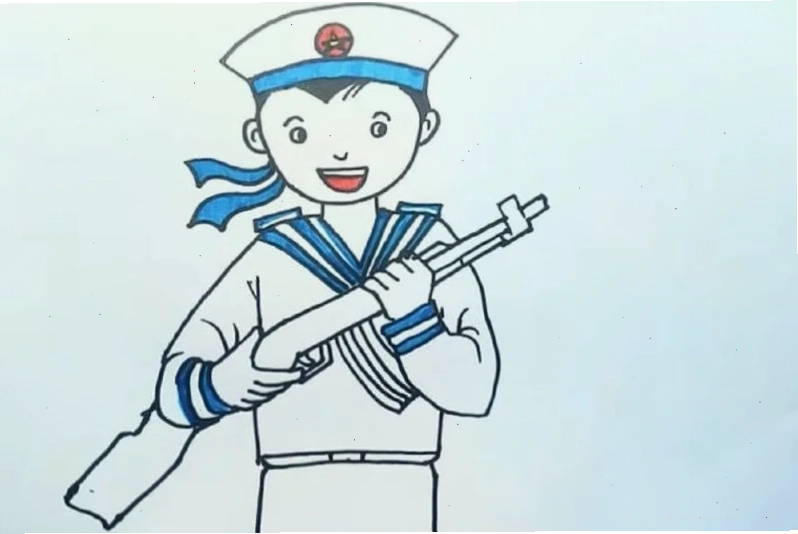 tranh tô màu chú bộ đội việt nam đơn giản