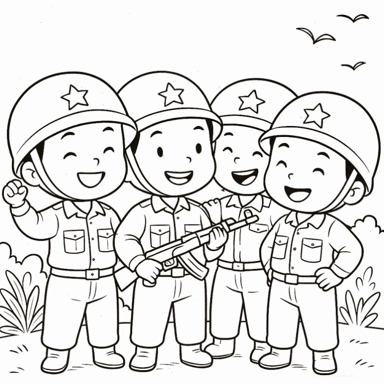 tranh tô màu chú bộ đội việt nam không quân