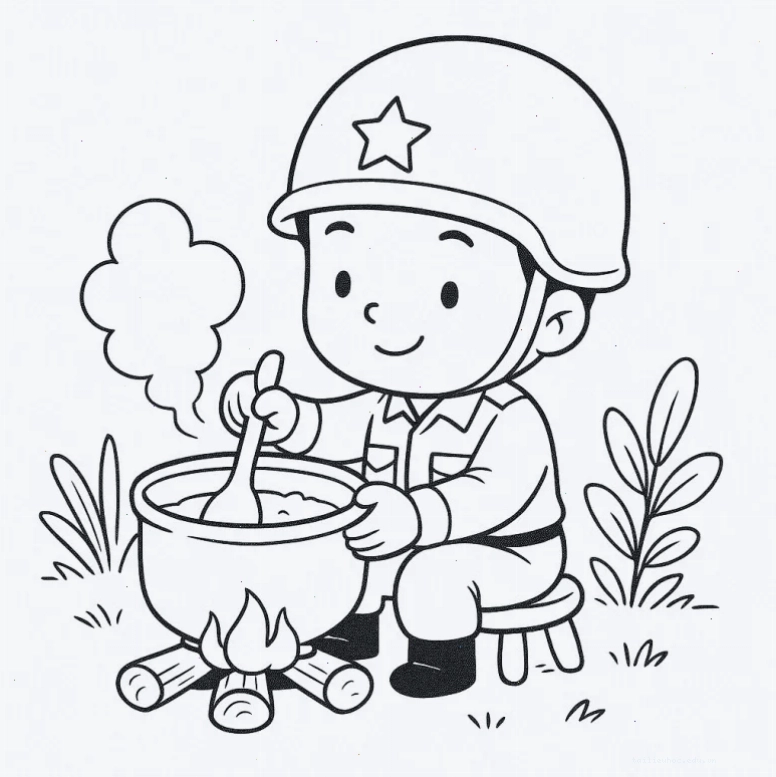 tranh tô màu chú bộ đội việt nam phòng không