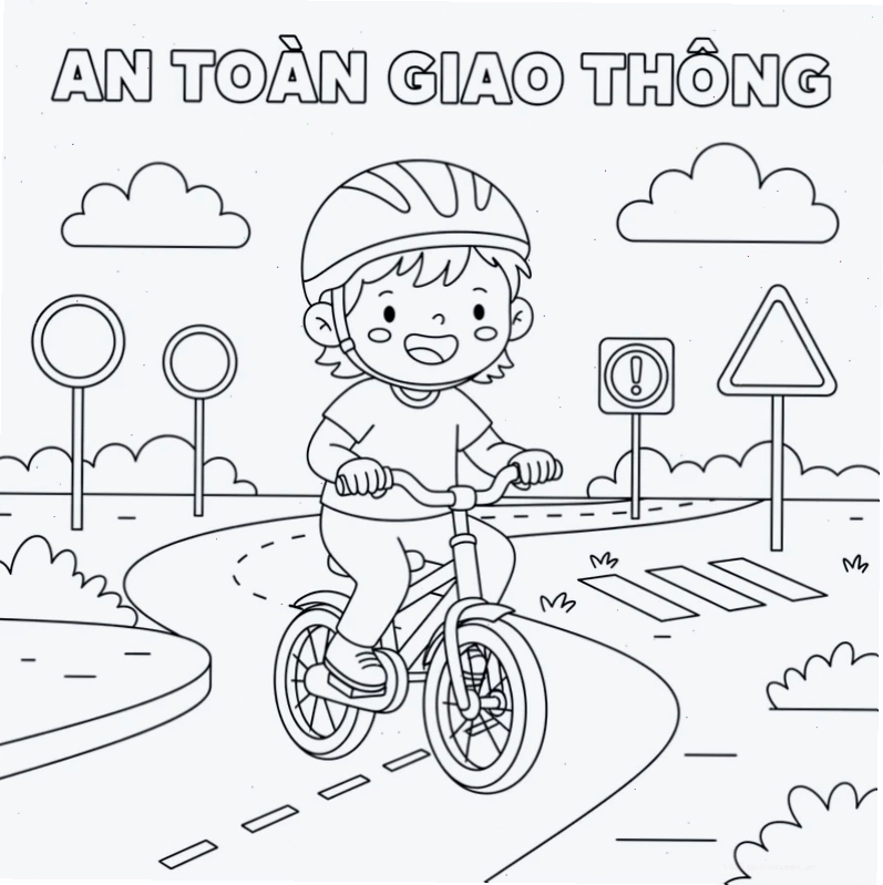 tranh tô màu chủ đề an toàn giao thông về máy bay