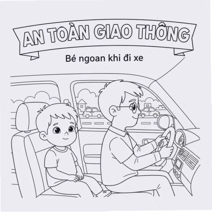 tranh tô màu chủ đề an toàn giao thông về máy bay cất cánh