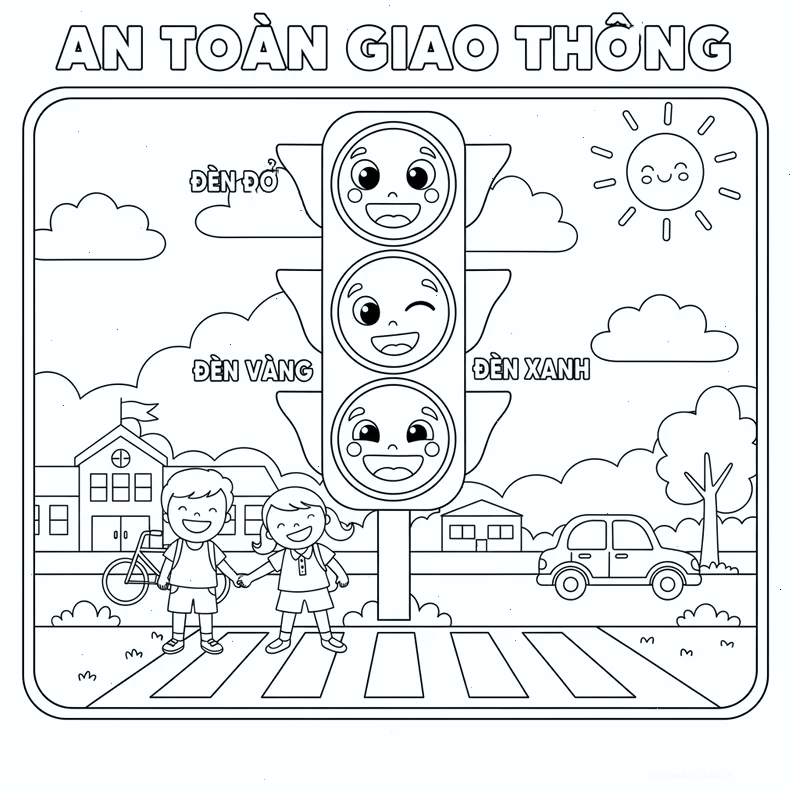 tranh tô màu chủ đề an toàn giao thông về thuyền buồm