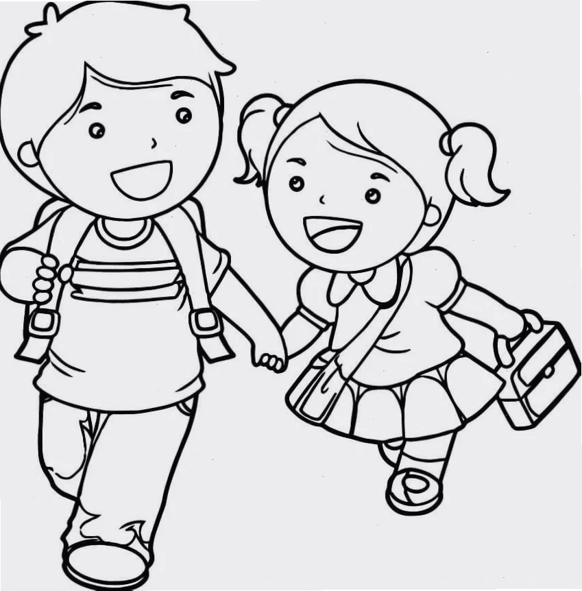 tranh tô màu chủ đề trường mầm non bé đọc sách