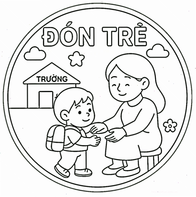 tranh tô màu chủ đề trường mầm non của bé trong giờ múa hát