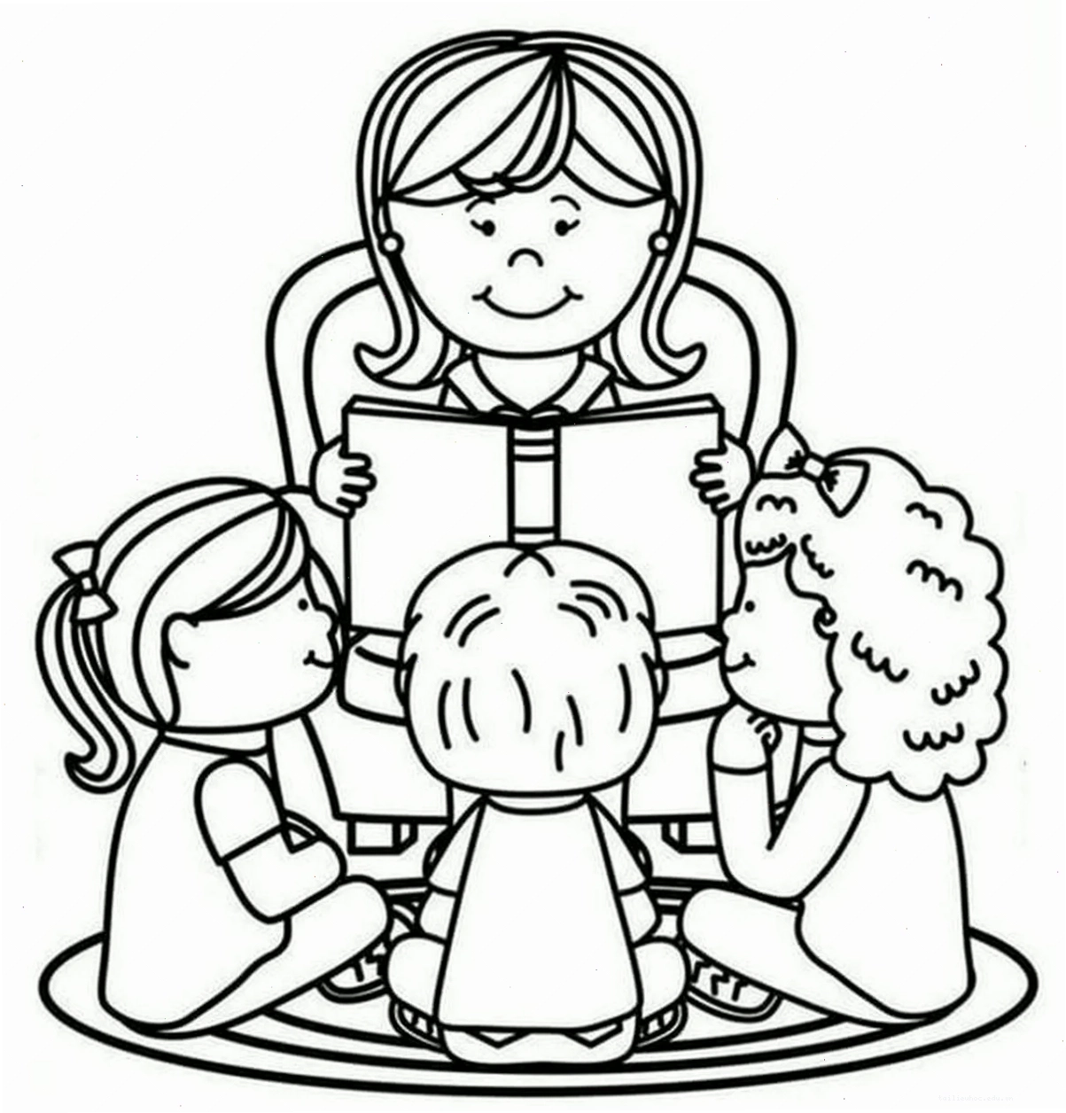 tranh tô màu chủ đề trường mầm non vẽ giáo viên