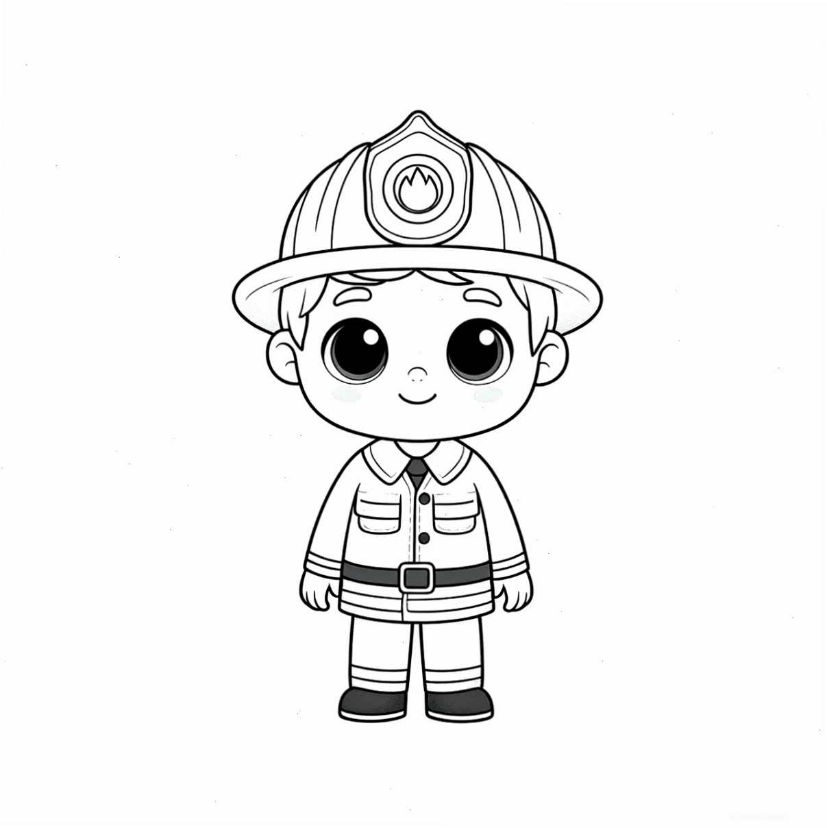 Tranh tô màu chú lính cứu hỏa đang cầm vòi phun nước