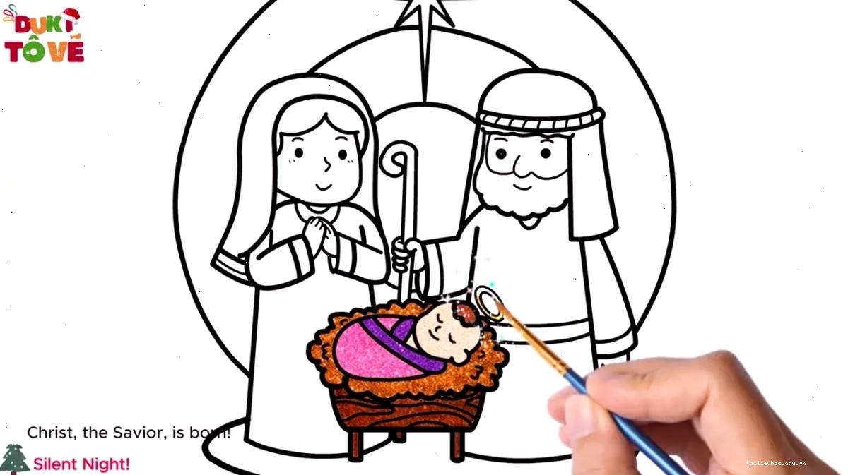 tranh tô màu chúa giáng sinh phong cách hoạt hình
