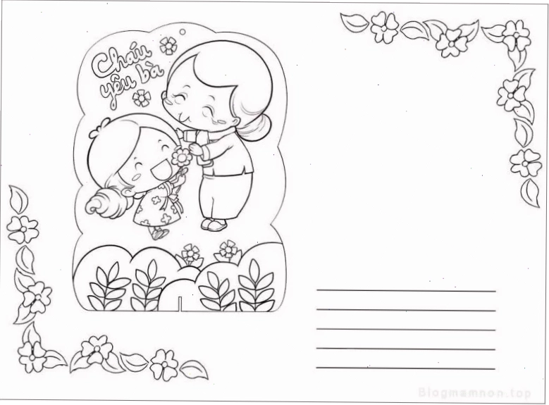 Hoa hồng tặng mẹ tranh tô màu chúc mừng sinh nhật có hoa hồng