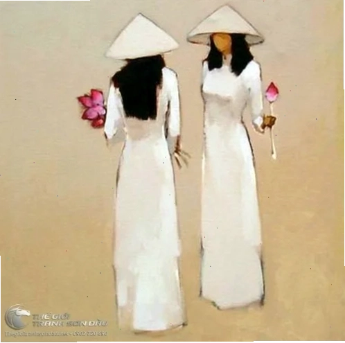 giờ mỹ thuật tranh tô màu cô gái mặc áo dài đang vẽ tranh