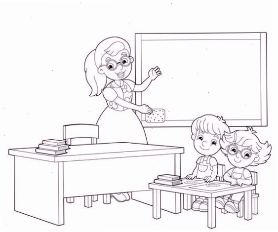 tranh tô màu cô giáo của em cầm bảng chữ cái