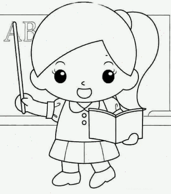 tranh tô màu cô giáo của em mỉm cười dịu dàng