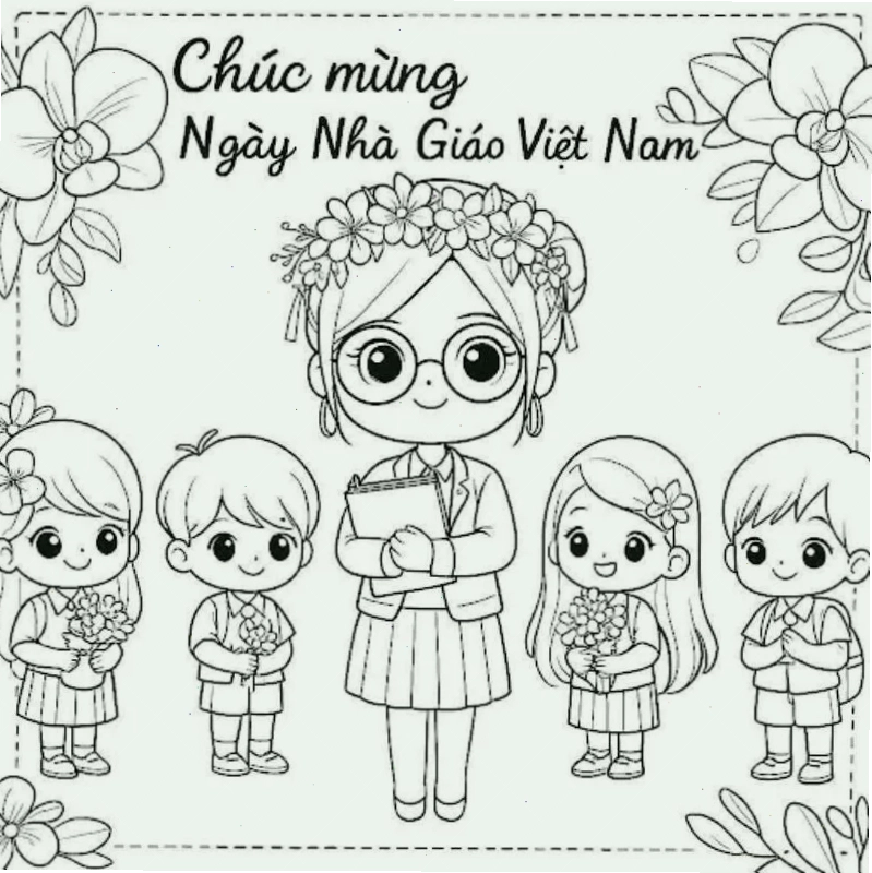 tranh tô màu cô giáo của em trong lớp học