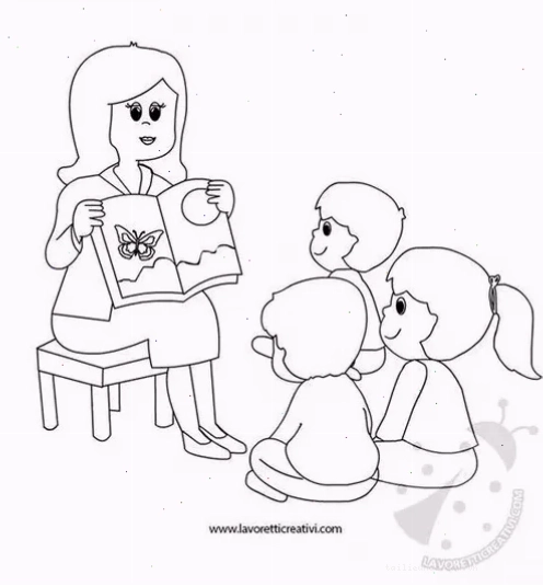 tranh tô màu đón trẻ tranh tô màu cô giáo đang chào học sinh vào lớp