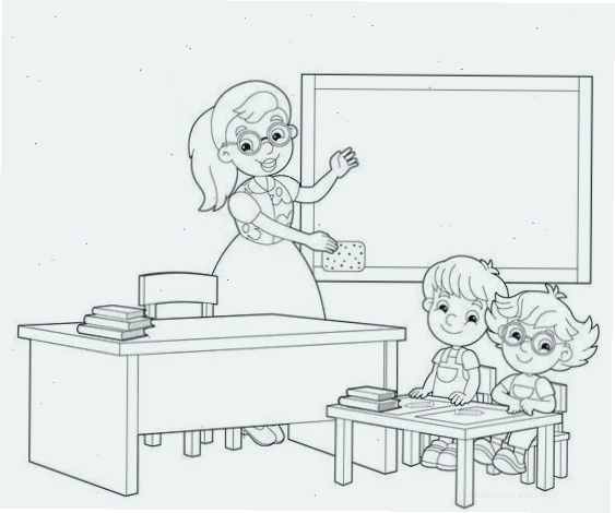 Cô giáo chăm sóc bé tranh tô màu cô giáo dạy học chăm sóc trẻ