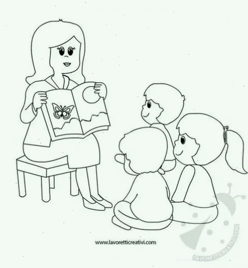 cô giáo cầm bảng chữ tranh tô màu cô giáo mầm non đón trẻ