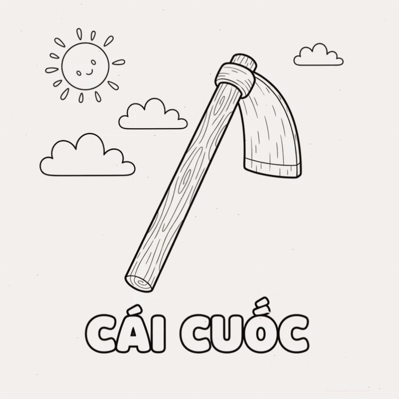tranh tô màu dụng cụ nghề nông trọn bộ tranh tô màu dụng cụ nghề nông gồm cuốc liềm và thúng