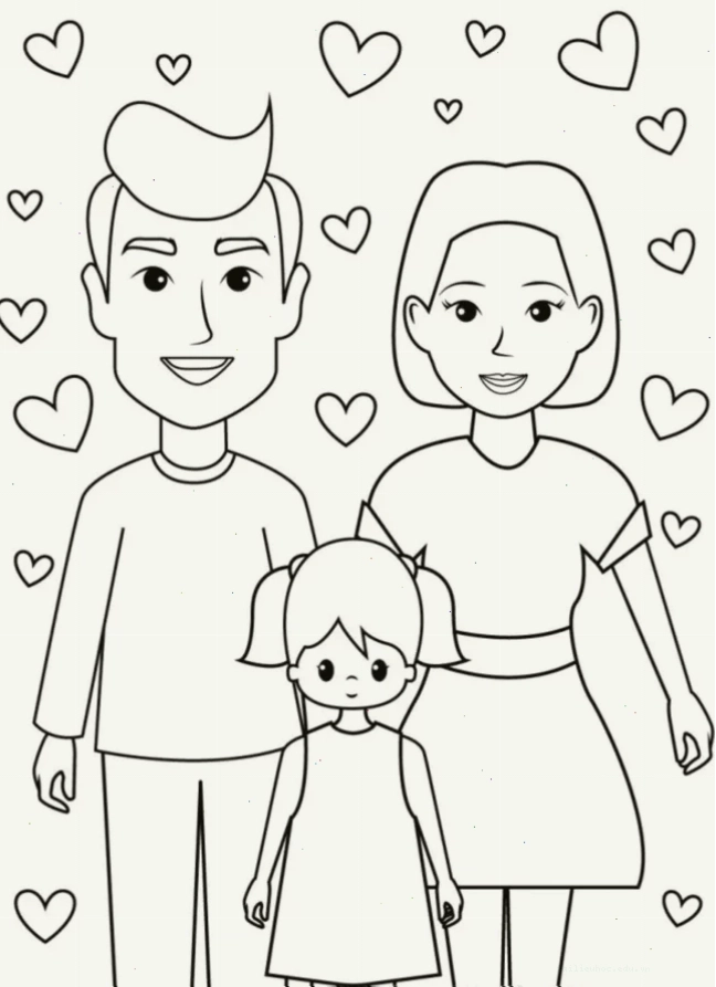 tranh tô màu gia đình của bé
