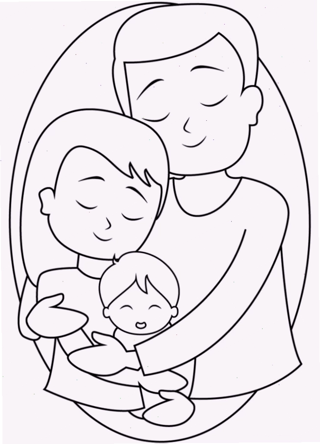 tranh tô màu gia đình của bé
