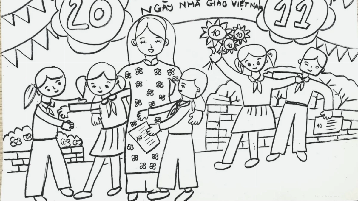 sách vở tri thức tranh tô màu ngày nhà giáo việt nam sách vở