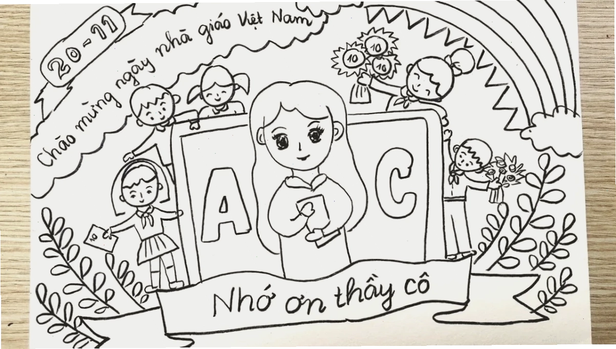 thiệp 20 11 tranh tô màu ngày nhà giáo việt nam thiệp chúc mừng