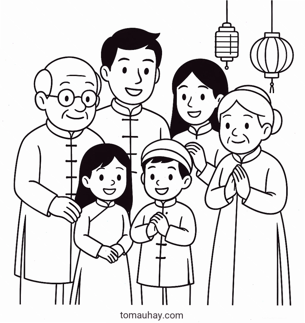 Quạt cầm tay tranh tô màu ngày tết nguyên đán hình chiếc quạt