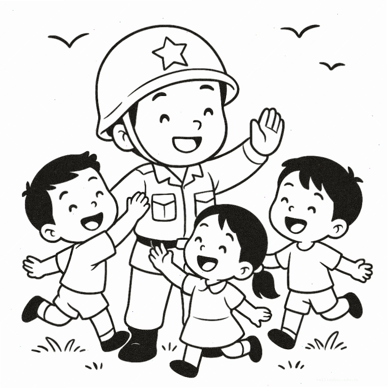 Chú bộ đội không quân Tranh tô màu nghề bộ đội lái máy bay