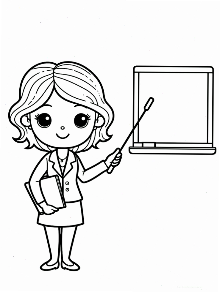 tranh tô màu nghề cô giáo đang giảng bài