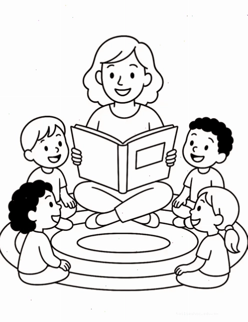 tranh tô màu nghề cô giáo dạy vẽ