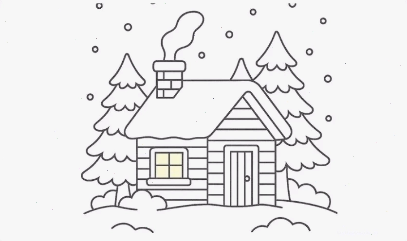 Ngôi nhà và cây thông tranh tô màu ngôi nhà noel có cây thông