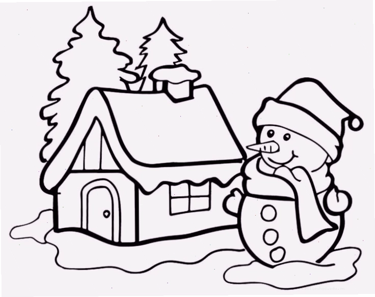 Tranh ngôi nhà noel phủ tuyết tranh tô màu ngôi nhà noel có hình mái nhà phủ tuyết