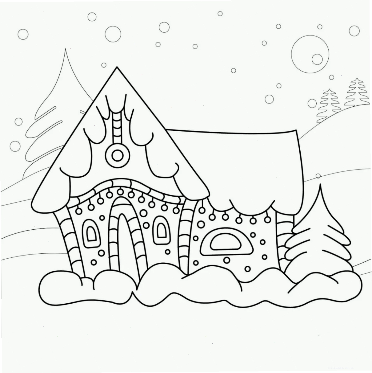 Ngôi nhà nhỏ xinh tranh tô màu ngôi nhà noel nhỏ