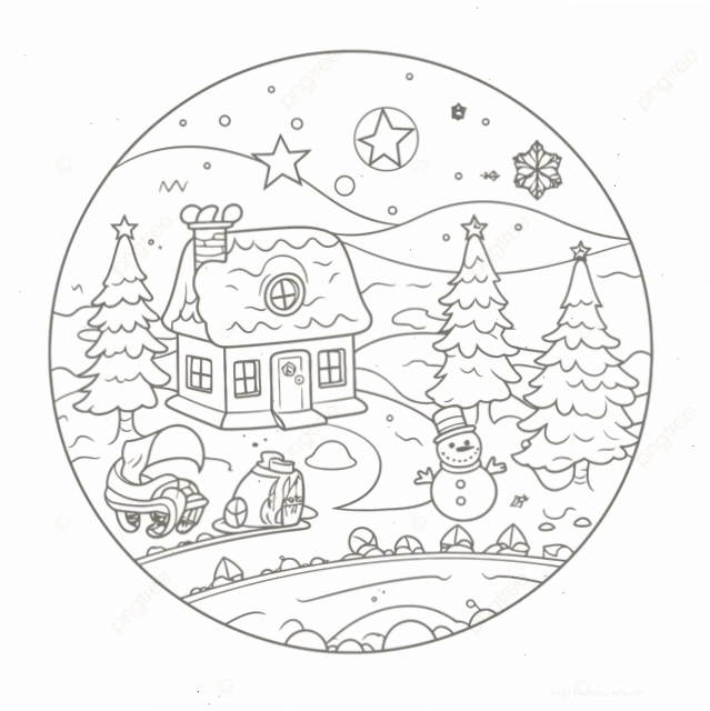 Trẻ em và nhà giáng sinh tranh tô màu ngôi nhà noel và những đứa trẻ