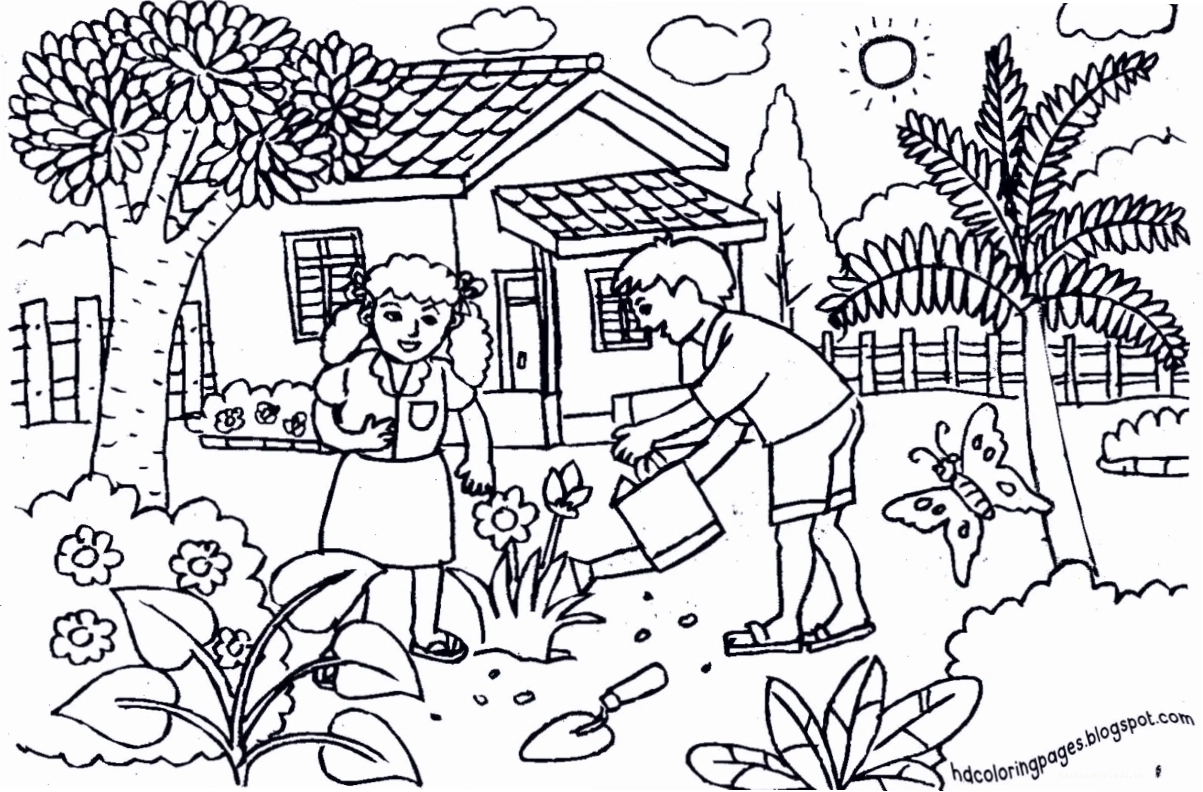 tranh tô màu phong cảnh mùa xuân hồ nước